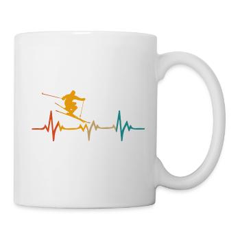 Skiing skier heartbeat - Mug - white - Right