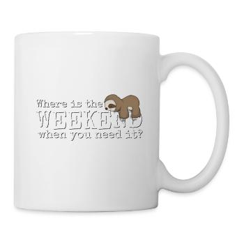 Où est le week-end? Week-end paresseux de Kawaii - Mug blanc - blanc - Droite