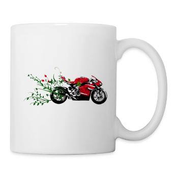 MOTORRADFAHRER PASSIONSBLUMENPFLANZE - Tasse - Weiß - Rechts