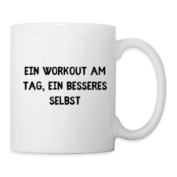 Ein Workout am Tag - Tasse - Weiß - Rechts