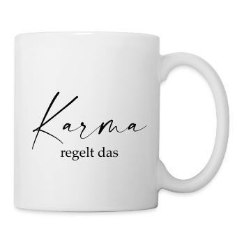 Karma regelt das - Tasse - Weiß - Rechts