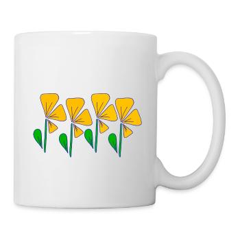 Iza Fabian-Gelbe Blumen Retro Style - Tasse - Weiß - Rechts