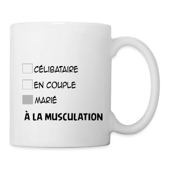 Célibataire en couple marié à la musculation - Mug blanc - blanc - Droite