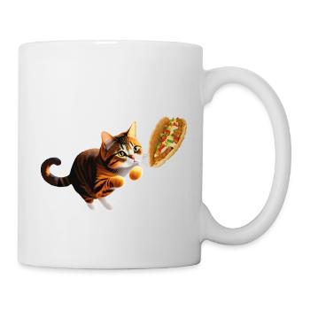 Drôle de chat mignon chasse le sandwich au falafel - Mug blanc - blanc - Droite