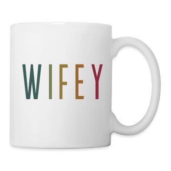 Retro Wifey Matching Paar Hochzeitsfeier Ehe - Tasse - Weiß - Rechts