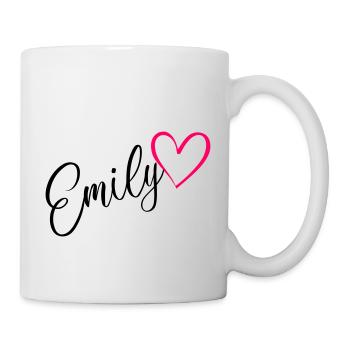 Emily Surname First Name Heart pink - Mug - white - Right