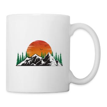Bergsteiger Design Berg mit Sonne und Wald - Tasse - Weiß - Rechts