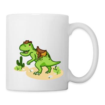 Cowboy T-Rex avec petit chapeau et selle - Mug blanc - blanc - Droite