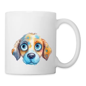 Hund Wasserfarben Zeichnung - Tasse - Weiß - Rechts