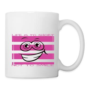La vie est trop courte pour ne pas sourire - Mug blanc - blanc - Droite