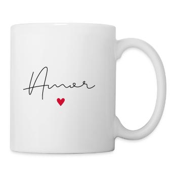 Grand classique avec un petit message d'amour AMOR - Mug blanc - blanc - Droite