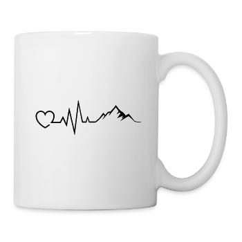 Heart Lines Motif with Mountains and Heart Gift - Mug - white - Right