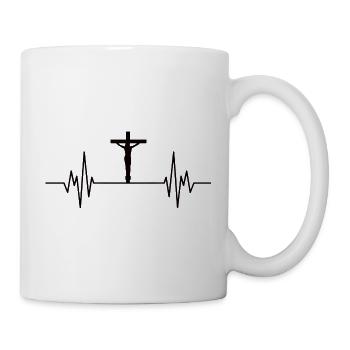 Jesus Christus am Kreuz Herzschlag EKG - Tasse - Weiß - Rechts