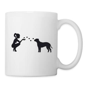 Bullmastiff mit Frau - Tasse - Weiß - Rechts