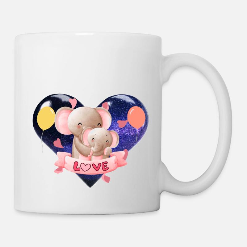 Elefantenmutter und ihr Baby - Tasse - Weiß