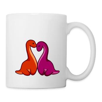 hugadino lesbisches Paar, süßer Dinosaurier, Dino - Tasse - Weiß - Rechts
