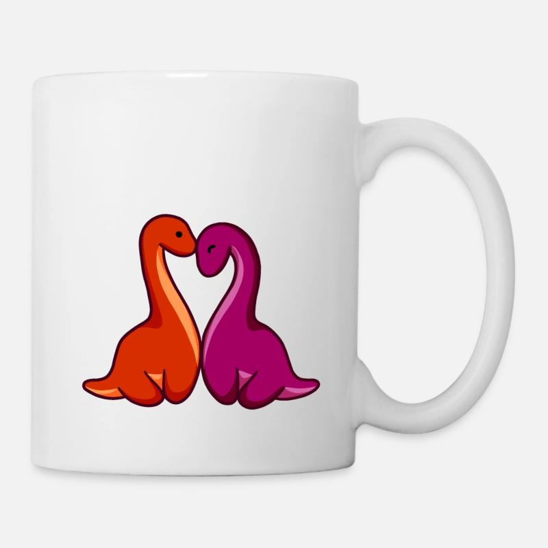 Couple lesbien hugadino, dinosaure mignon, Dino - Mug blanc - blanc
