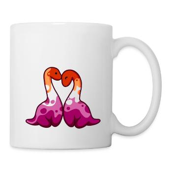 hugadino lesbisches Paar, süßer Dinosaurier, Dino - Tasse - Weiß - Rechts