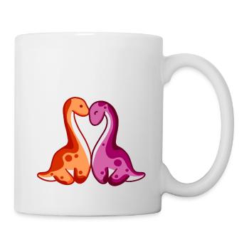 hugadino lesbisches Paar, süßer Dinosaurier, Dino - Tasse - Weiß - Rechts