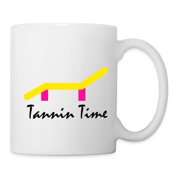 Tanning Time mit Sonnenliege schwarze Schrift - Tasse - Weiß - Rechts