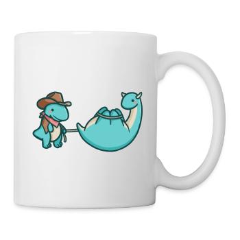 hugadino Cowboy T-Rex, Dino, süßer Dinosaurier - Tasse - Weiß - Rechts