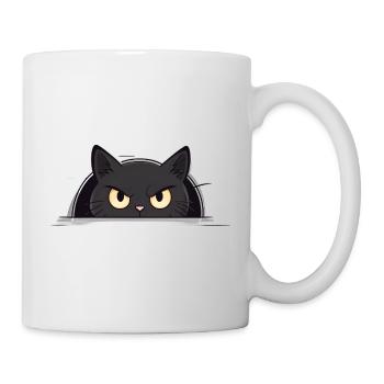 Chat noir curieux - Mug blanc - blanc - Droite