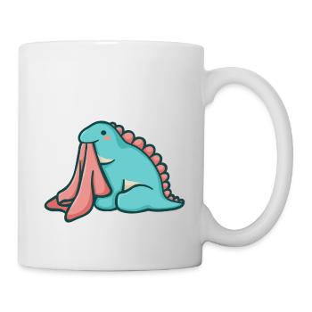 hugadino dino with blanket, cute dinosaur - Mug - white - Right