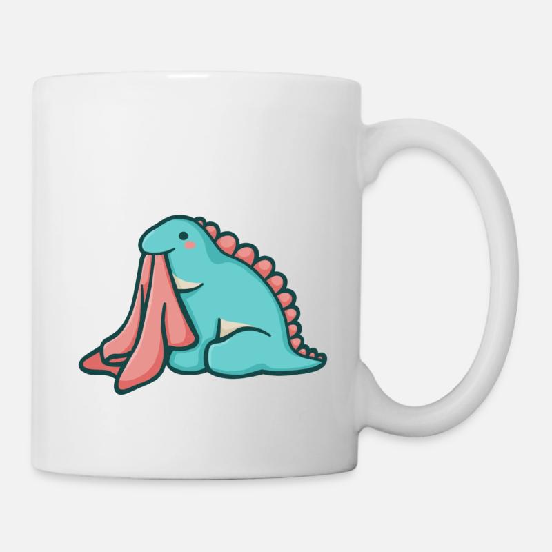 Hugadino Dino avec couverture, mignon dinosaure - Mug blanc - blanc