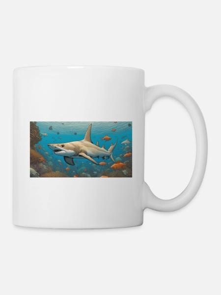 Haifisch | Shark Comic Illustration - Tasse - Weiß
