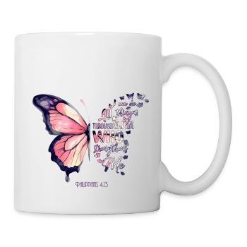 « Je peux tout par le Christ... Papillon - Mug blanc - blanc - Droite