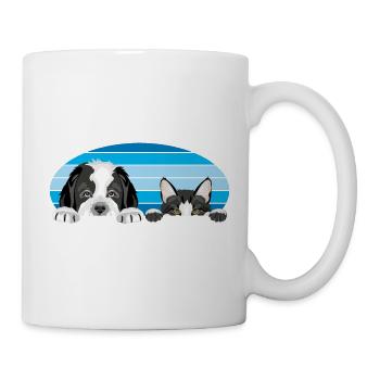 Spannender Bernhardinerwelpe und niedliche Katze - Tasse - Weiß - Rechts