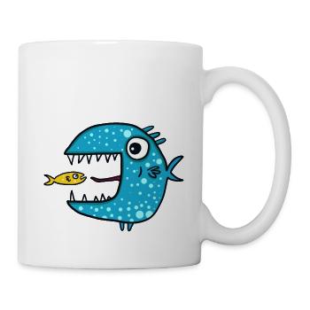 blauer Raubfisch - Tasse - Weiß - Rechts
