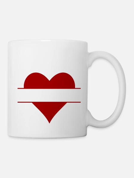 Herz Namensschild - Tasse - Weiß