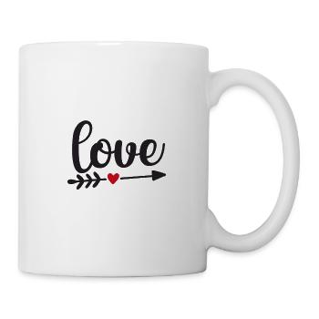Love mit Pfeil und rotem Herz - Tasse - Weiß - Rechts