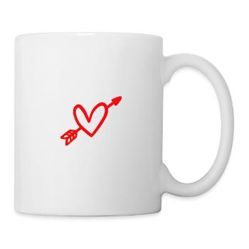 Pfeil und Herz Liebe Valentinstag Amor - Tasse - Weiß - Rechts