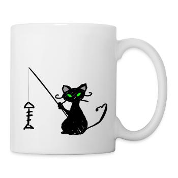 Pêcheur de chat noir - Mug blanc - blanc - Droite