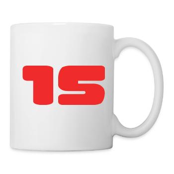 15. 15 JAHRE. 15-jähriges JUBILÄUM. GEBURTSTAG 15 JAHRE. - Tasse - Weiß - Rechts