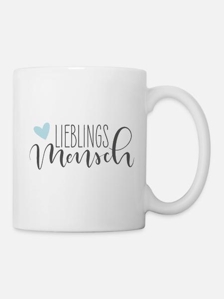 Lieblingsmensch handlettering mit Herz in mint - Tasse - Weiß