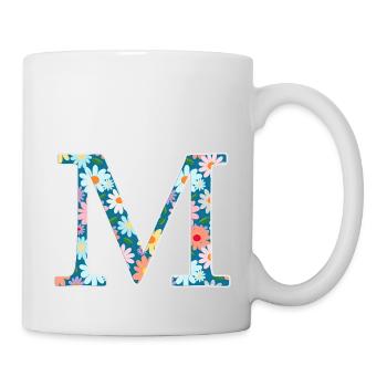 Personalisierbar Monogramm M Blumenmuster - Tasse - Weiß - Rechts