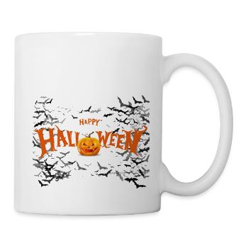 Fröhlicher Halloween-Kürbis - Tasse - Weiß - Rechts