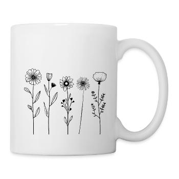 Line art Nordic wild Flowers - Mug - white - Right