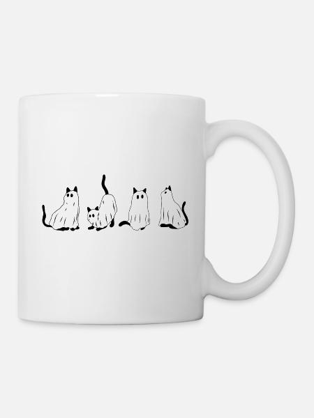 Cute Ghost Cat Costume |Funny Halloween Shirt - Mug - white