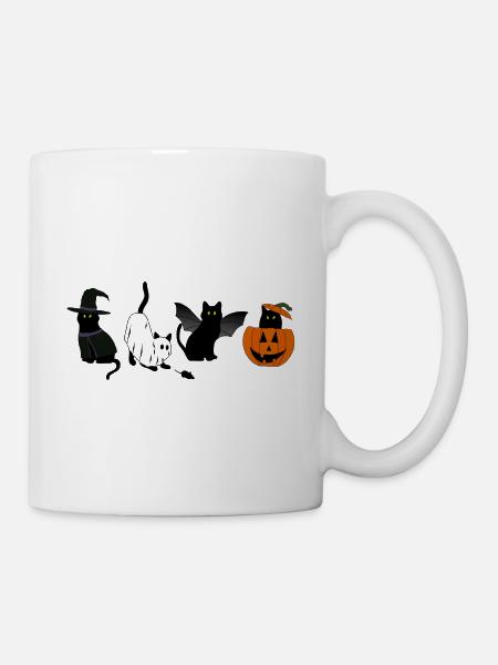Süß Monster-Katzenkostüm |Lustiges Halloween-Shirt - Tasse - Weiß