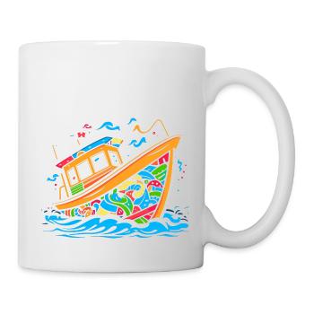 Pop Art Doodle Boat - Vibrant Caricature - Mug - white - Right