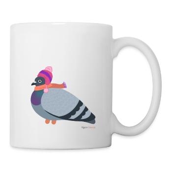 Pigeon girl with pink winter outfit - Mug - white - Right