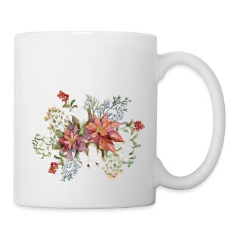 Mistelzweig und Weihnachtsstern - Tasse - Weiß - Rechts