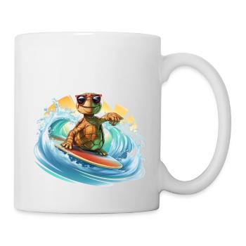 Surfende Schildkröte - Tasse - Weiß - Rechts