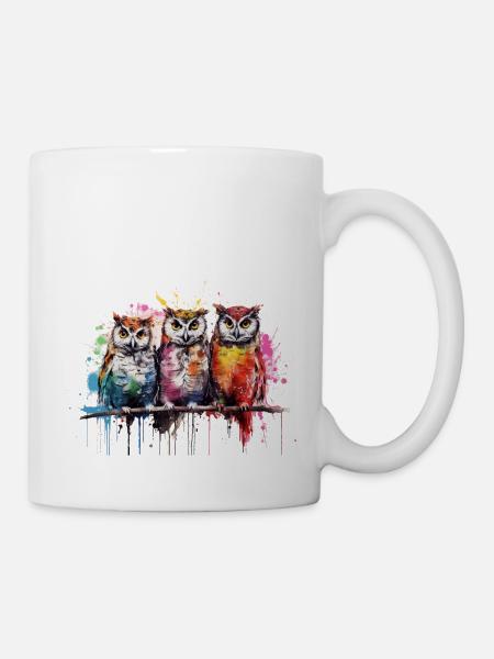 Grafitti Eulen - Tasse - Weiß