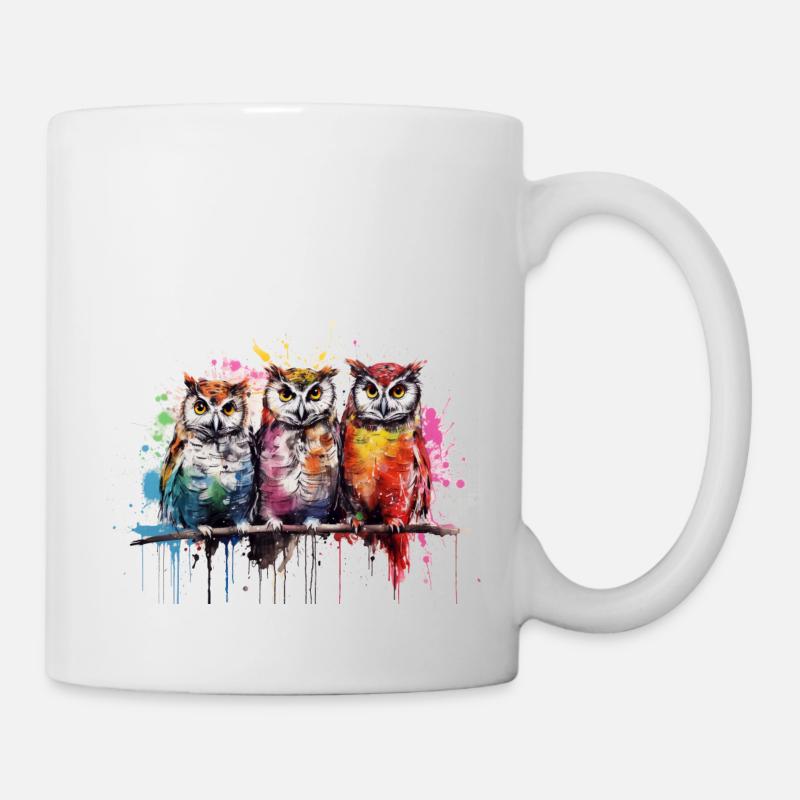 Hiboux Grafitti - Mug blanc - blanc