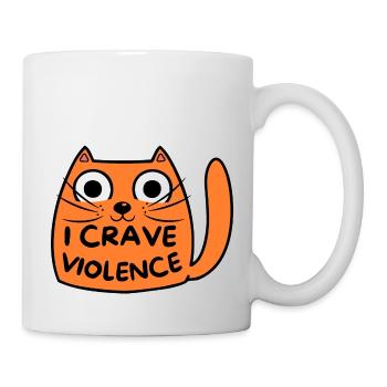 Cute Ginger Cat "I Crave Violence" - Mug - white - Right